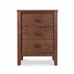 Andover Modern 3-Drawer Nightstand by Maple Corner Woodworks in dark natural walnut wood, handcrafted American furniture with sleek, modern lines.