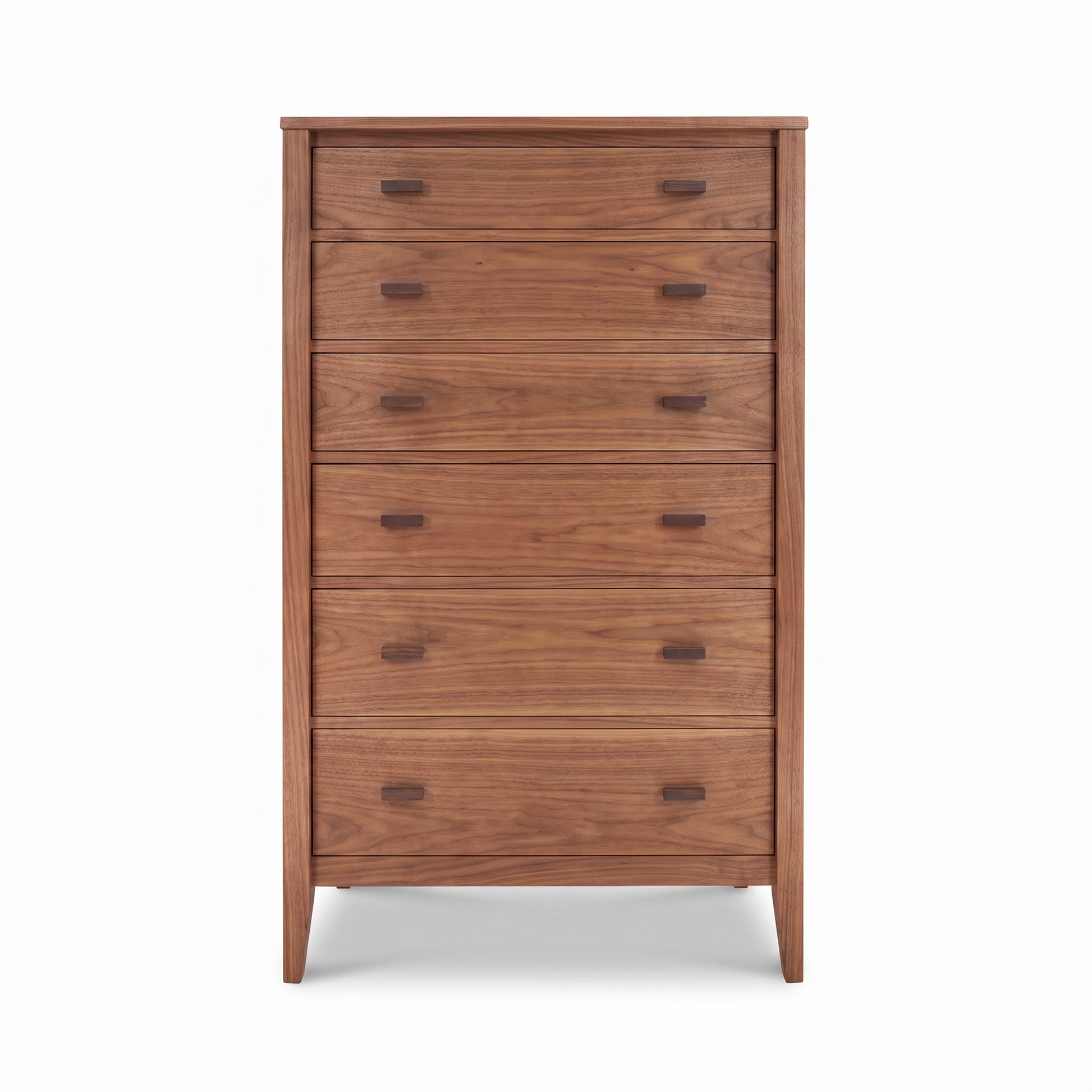 Andover Modern 6-Drawer Chest by Maple Corner Woodworks, American made solid wood dresser with visible grain and sleek modern design.