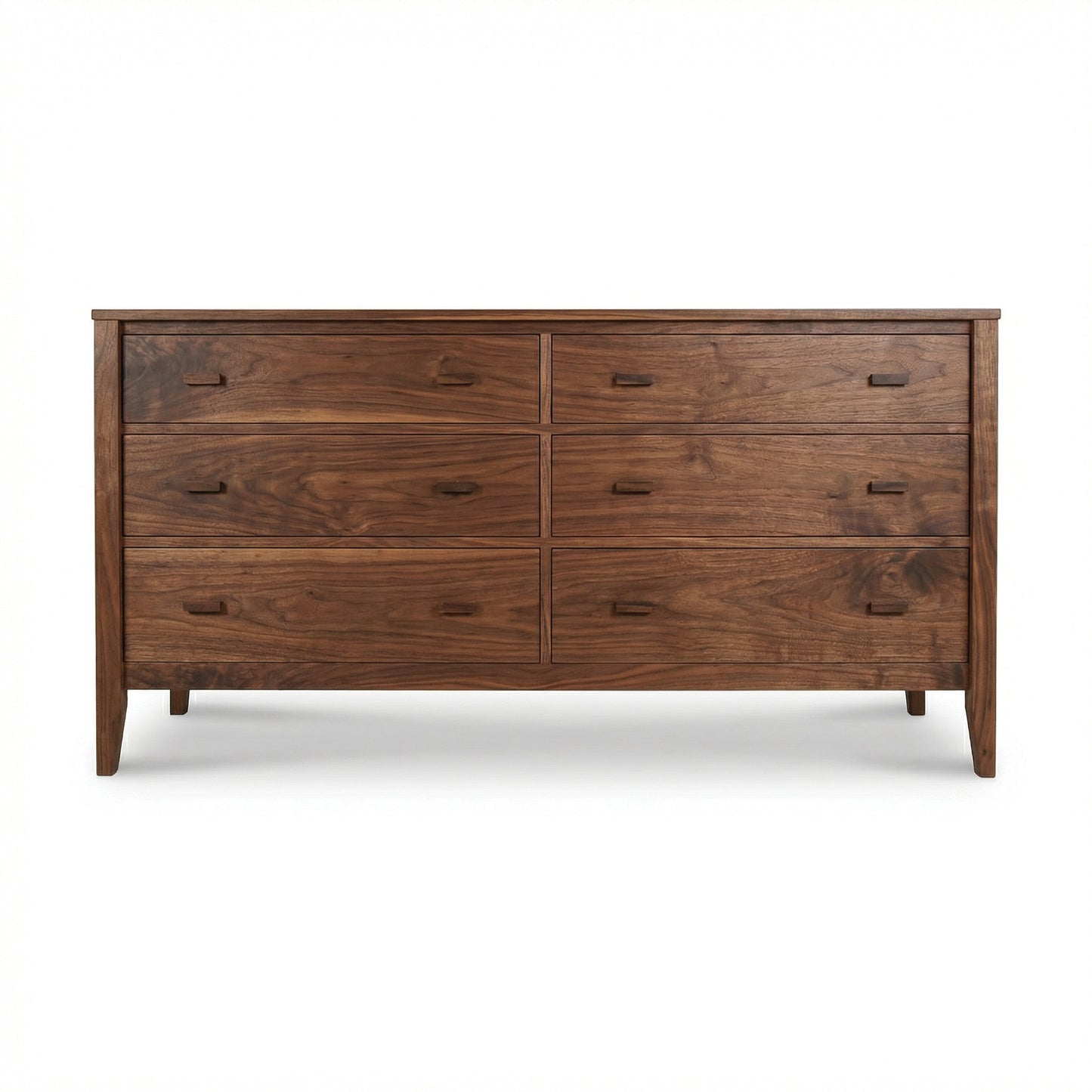 Andover Modern 6-Drawer Dresser by Maple Corner Woodworks features solid wood construction and short legs, showcasing expert American craftsmanship.
