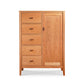 Andover Modern Sweater Chest by Maple Corner Woodworks with five drawers, one door, and four legs. High quality, American made bedroom storage furniture.