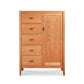 Andover Modern Sweater Chest by Maple Corner Woodworks features five spacious drawers and a tall cabinet door in a sleek, handcrafted wood design.