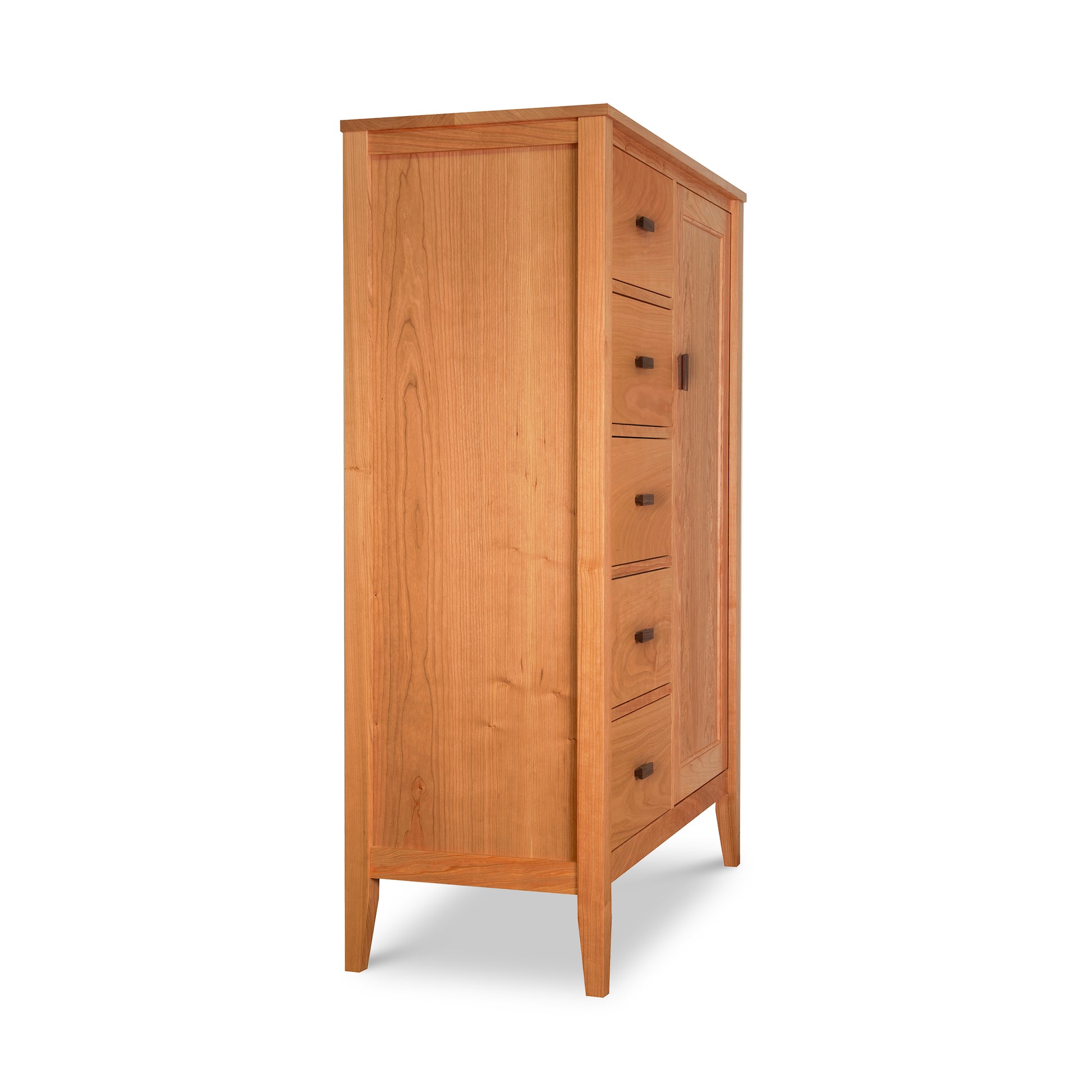 Andover Modern Sweater Chest with five spacious drawers and sleek dark handles, handcrafted by Maple Corner Woodworks in Vermont.