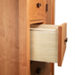 Andover Modern Sweater Chest by Maple Corner Woodworks with one open drawer, highlighting fine Vermont craftsmanship and elegant wood design.