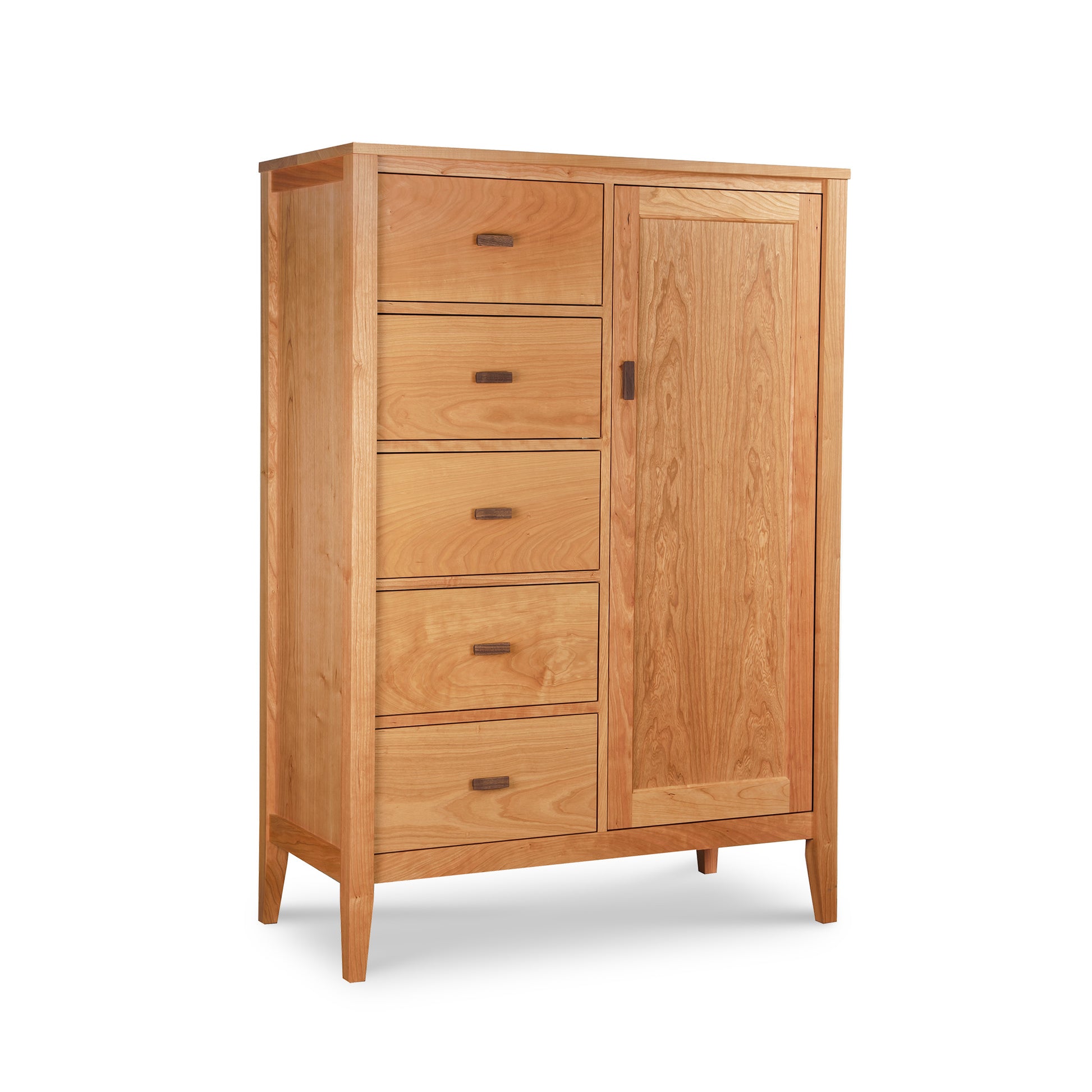 Andover Modern Sweater Chest by Maple Corner Woodworks features sleek lines, multiple drawers, and a single door; expertly crafted in solid wood.