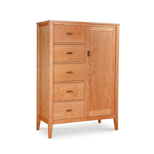 Andover Modern Sweater Chest by Maple Corner Woodworks with 4 drawers and a cabinet in solid wood, showcasing premium American craftsmanship.