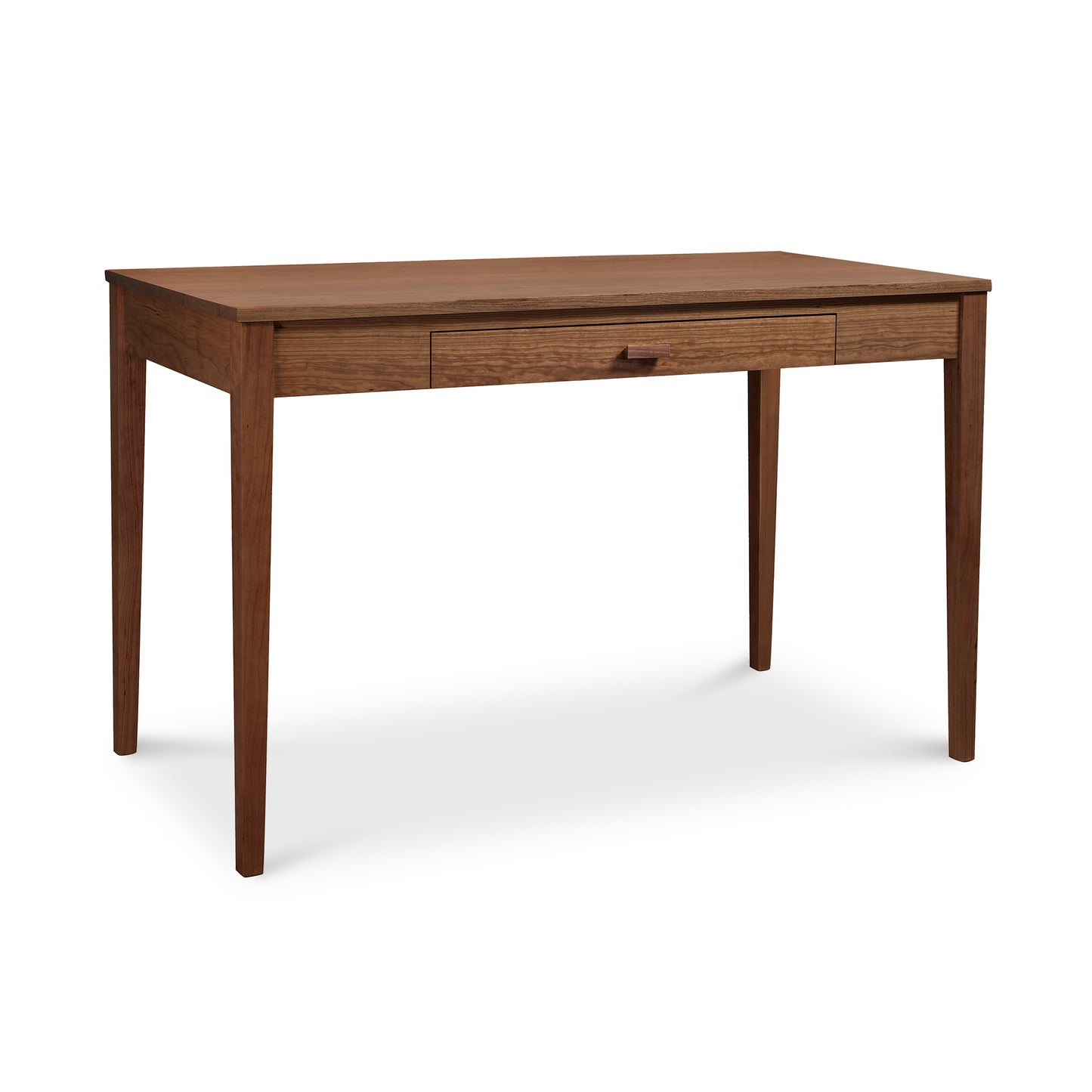 An image of a Maple Corner Woodworks Andover Modern Writing Desk with drawers in a contemporary style.