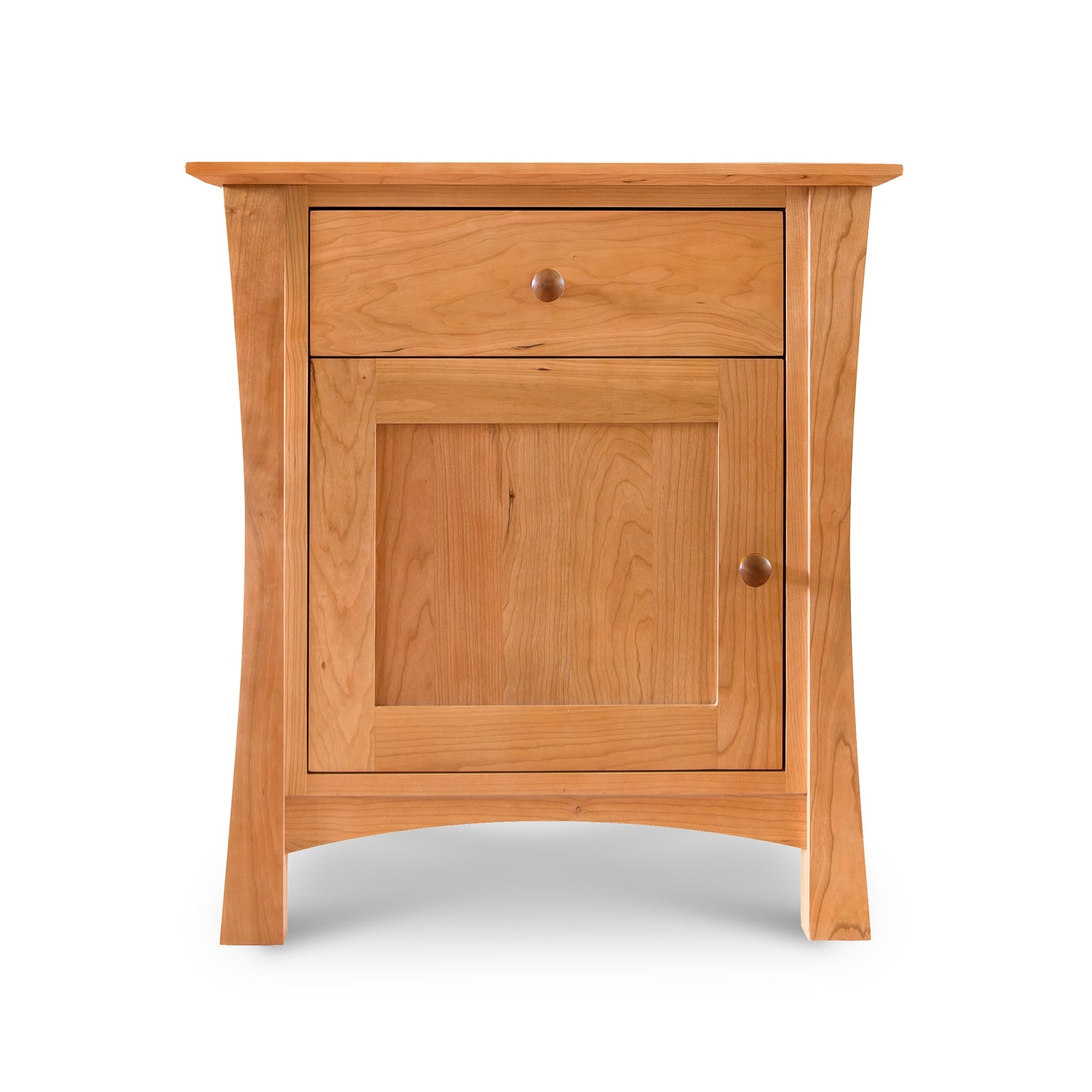 A Lyndon Furniture Andrews 1-Drawer Nightstand with Door, a luxury nightstand, handcrafted with a drawer and a door.