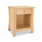 Andrews Nightstand by Lyndon Furniture in light wood with a drawer and enclosed shelf, crafted in Vermont for functional bedroom storage.