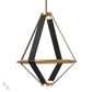 Aspen Large LED Lantern by Hubbardton Forge features a sleek geometric design with black and gold bands, highlighting quality American craftsmanship.