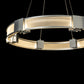 The Hubbardton Forge Aura Glass Pendant is a modern light fixture crafted with hand-forged steel and features a circular shape and layered glass.