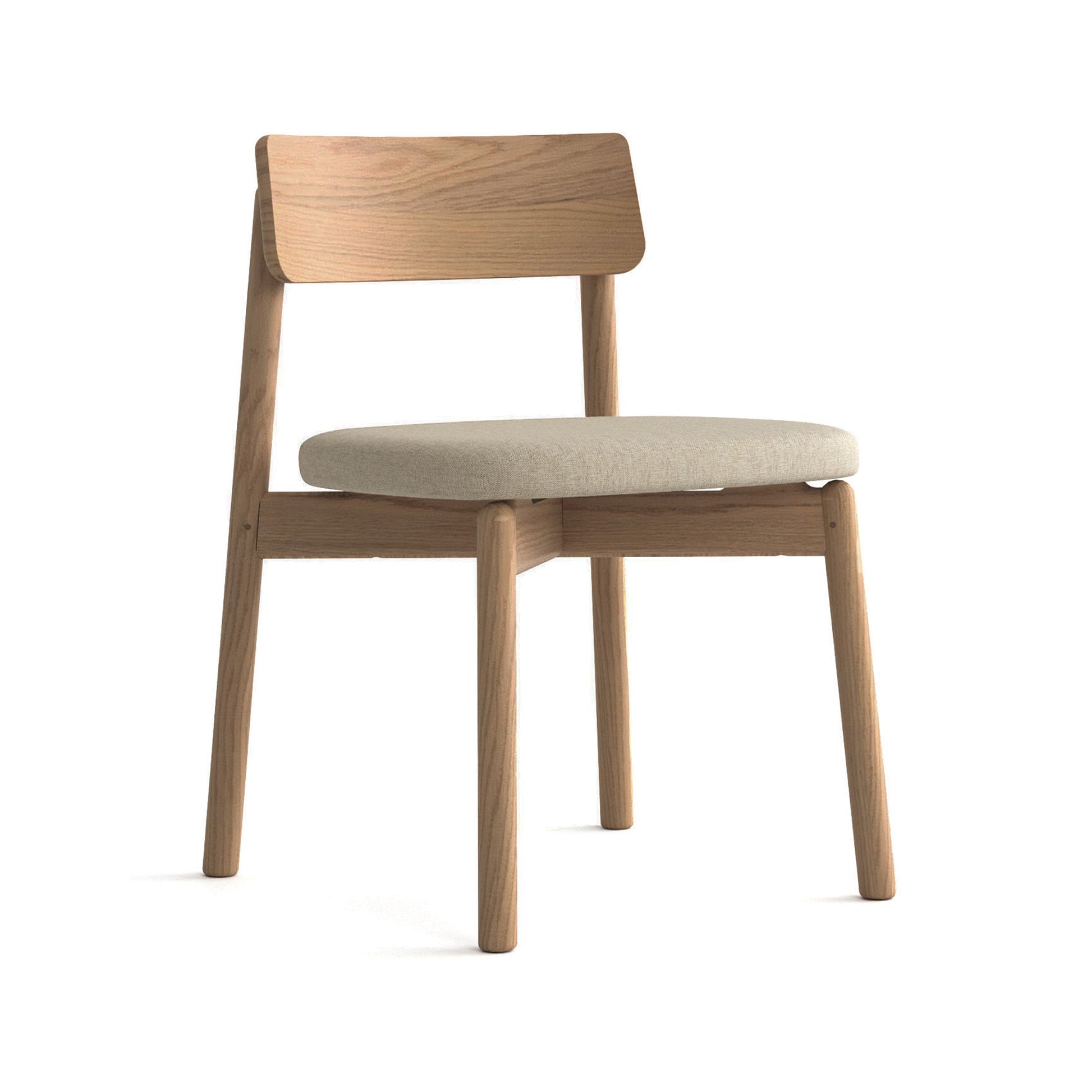 Copeland Furniture Baton Chair with a curved backrest and light cushion, expertly crafted from solid wood, highlighting quality American craftsmanship.