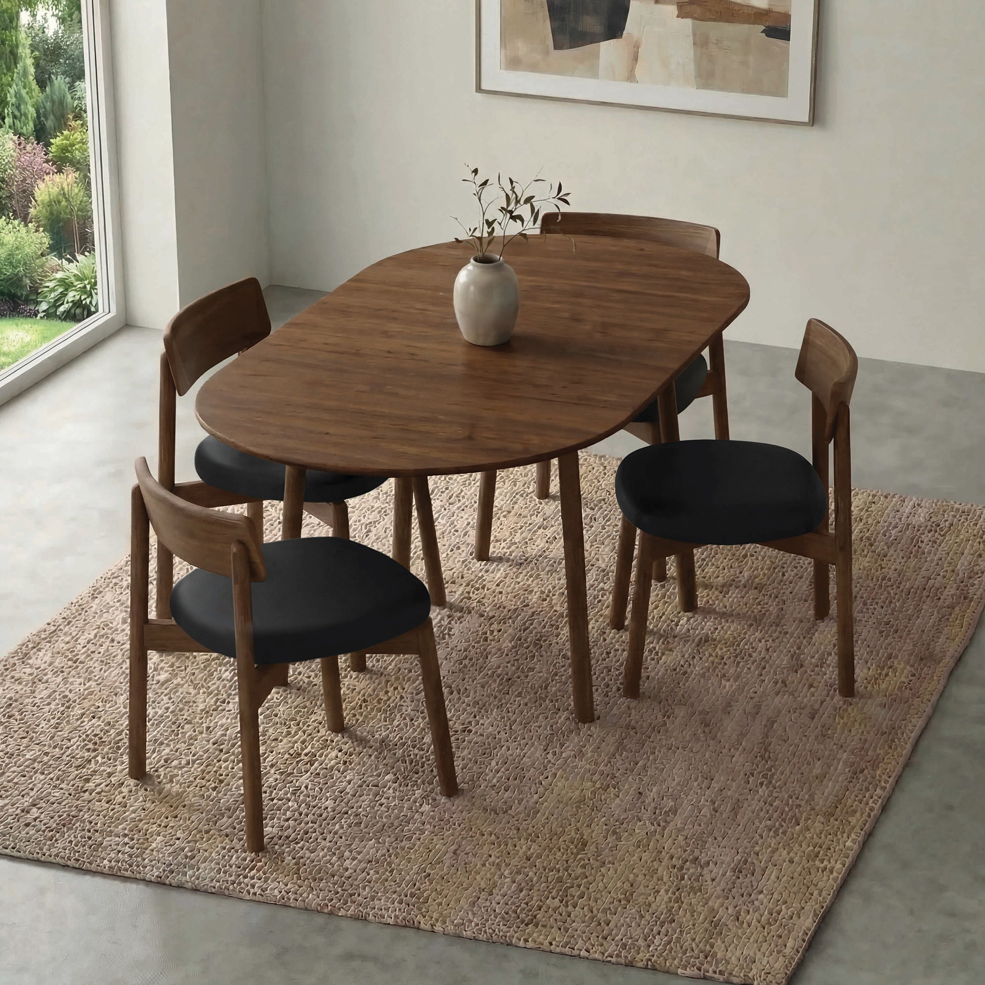 Baton Drop-Leaf Dining Table by Copeland Furniture with four matching chairs, showcasing fine American craftsmanship.