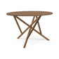 Baton Round Solid Top Dining Table by Copeland Furniture showcases a sleek round wood top and unique crisscrossed legs, expertly crafted in Vermont.