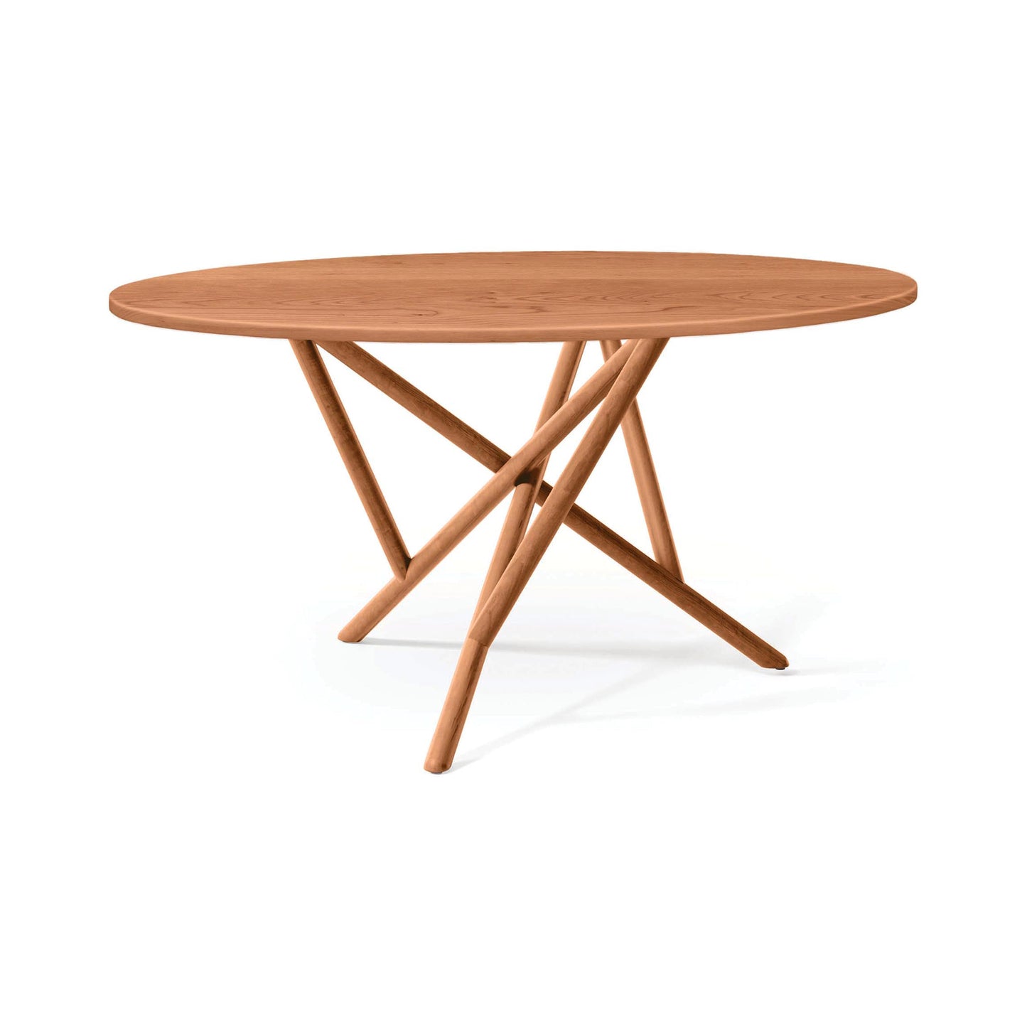 Copeland Furniture Baton Round Solid Top Dining Table with smooth, round top and angled legs, crafted from solid wood and showcasing fine American workmanship.