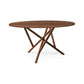 Baton Round Solid Top Dining Table by Copeland Furniture with distinctive angled intersecting legs, American made, expertly crafted in solid wood.
