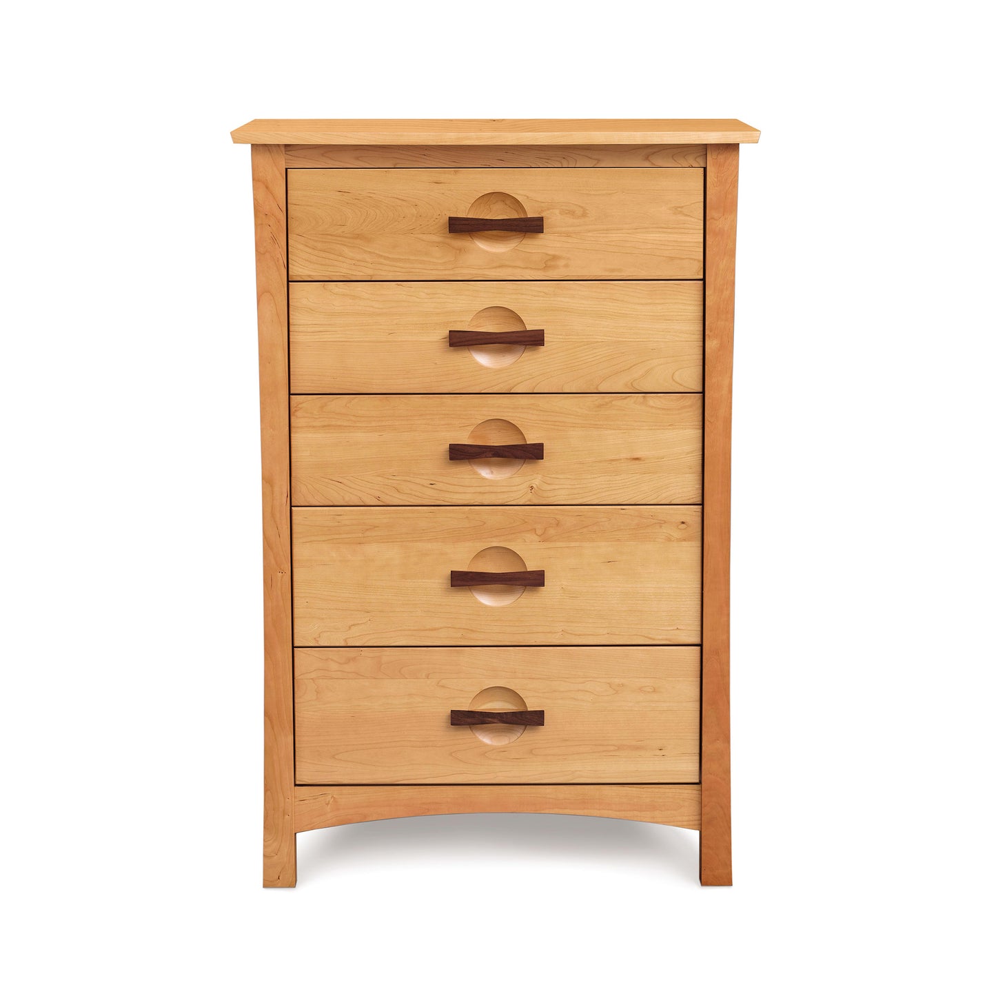 A handmade Copeland Furniture Berkeley 5-Drawer Chest crafted in the American Arts & Crafts style with sustainably harvested woods.