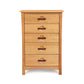 A wooden chest of drawers with four drawers.