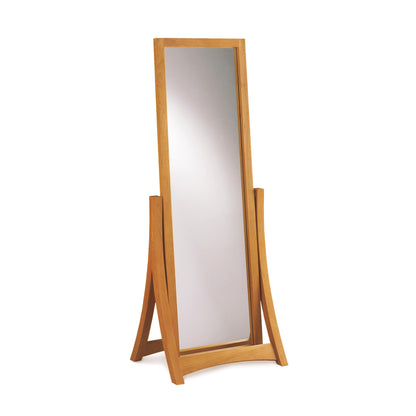 Berkeley Floor Mirror with a cherry wood frame and a stand by Copeland Furniture.