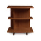 A Berkeley Open Shelf Nightstand - Left with an asymmetrical design, isolated on a white background.