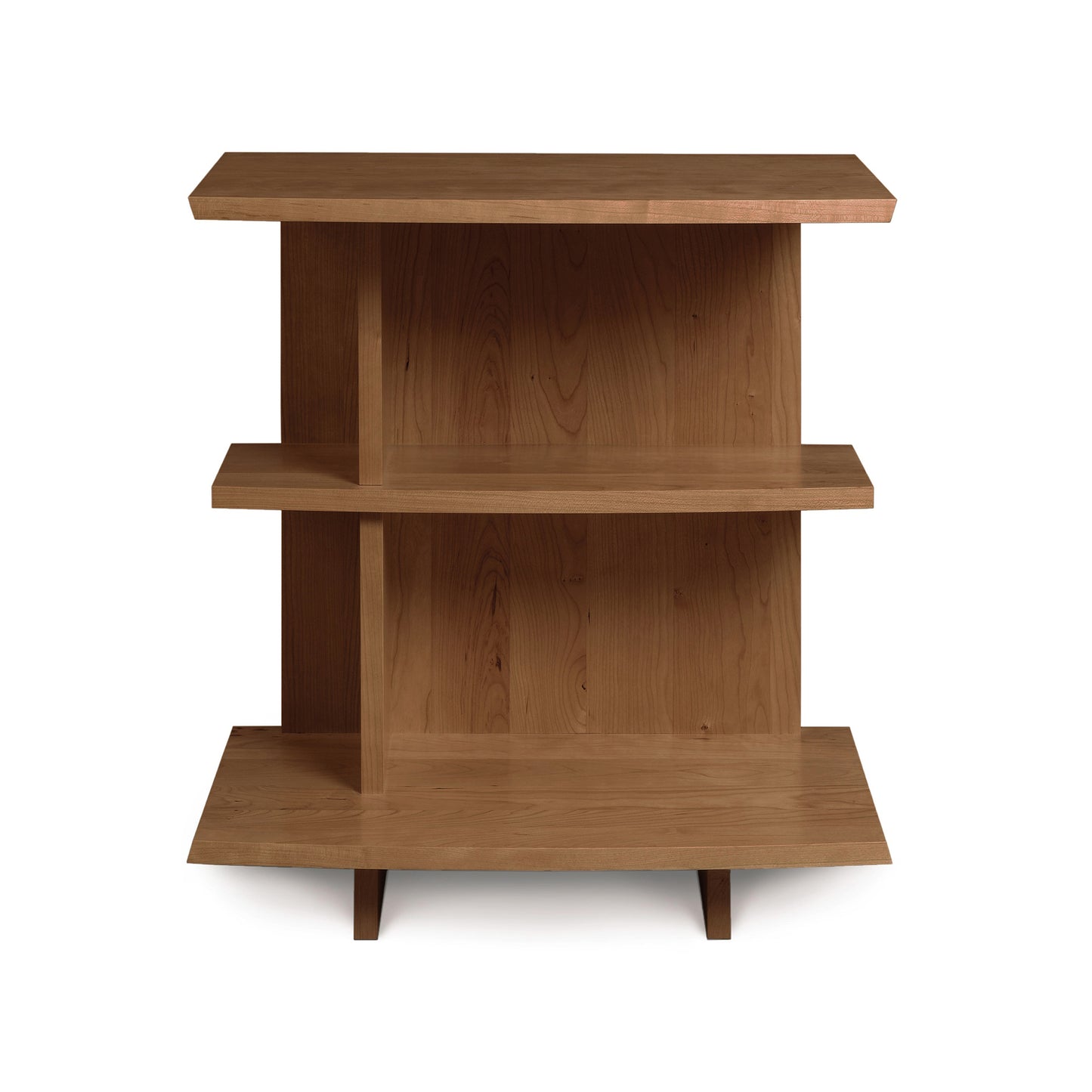 A Copeland Furniture Berkeley Open Shelf Nightstand - Left with an asymmetrical design, isolated on a white background.