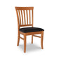 Lyndon Furniture Bistro Side Chair with black upholstered seat and vertical slat back, crafted in Vermont. Discontinued, now on clearance.