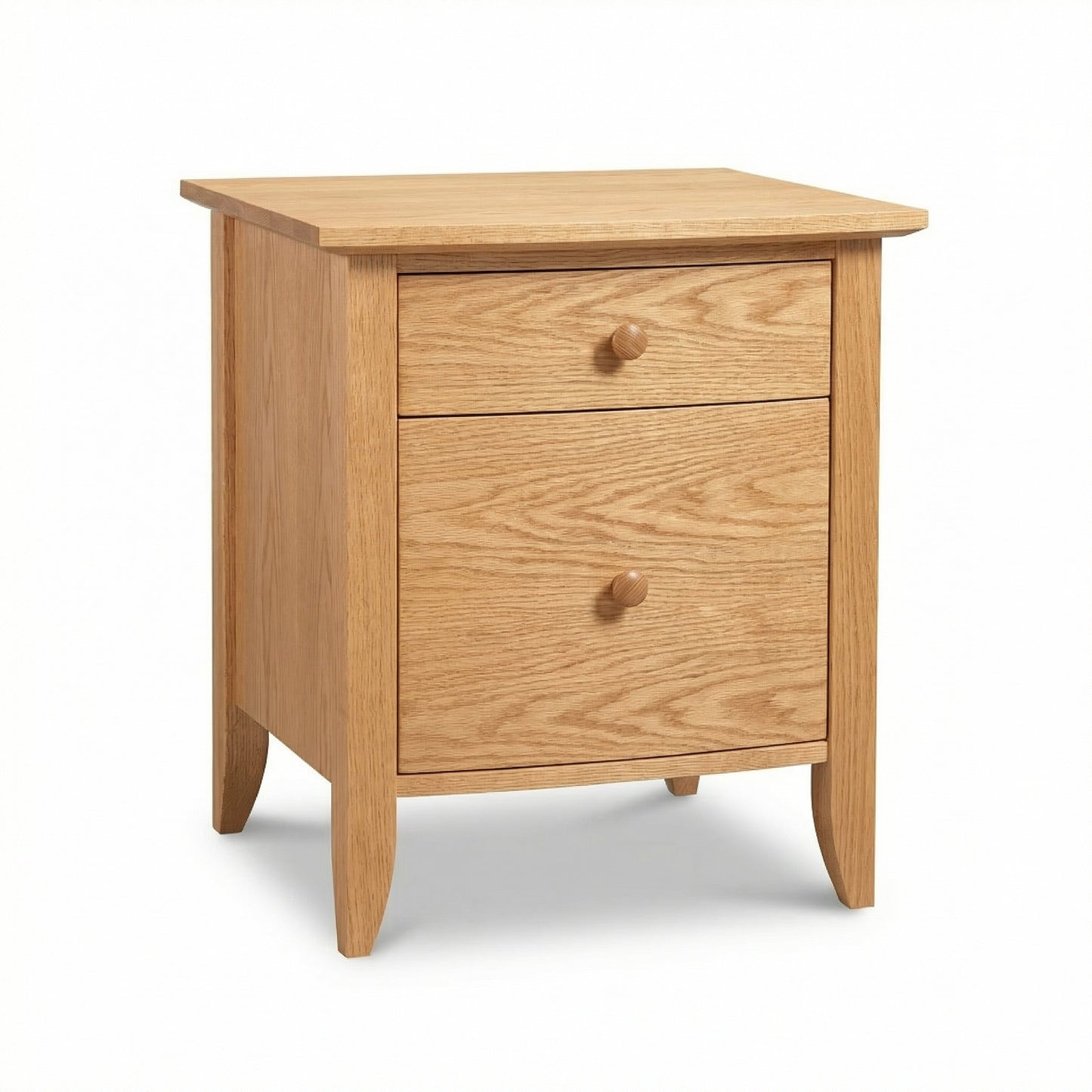 Bow Front 1-Drawer Nightstand with Door by Lyndon Furniture, handcrafted in Vermont from sustainably harvested wood, showcases fine American craftsmanship.