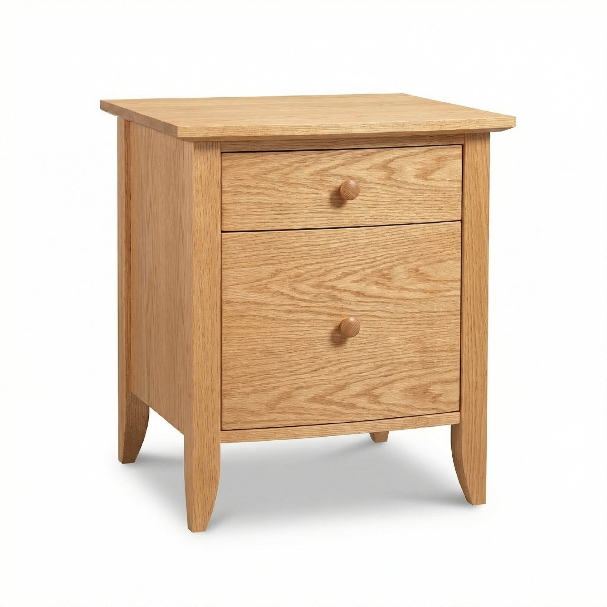 Bow Front 1-Drawer Nightstand with Door by Lyndon Furniture, handcrafted in Vermont from sustainably harvested wood, showcases fine American craftsmanship.