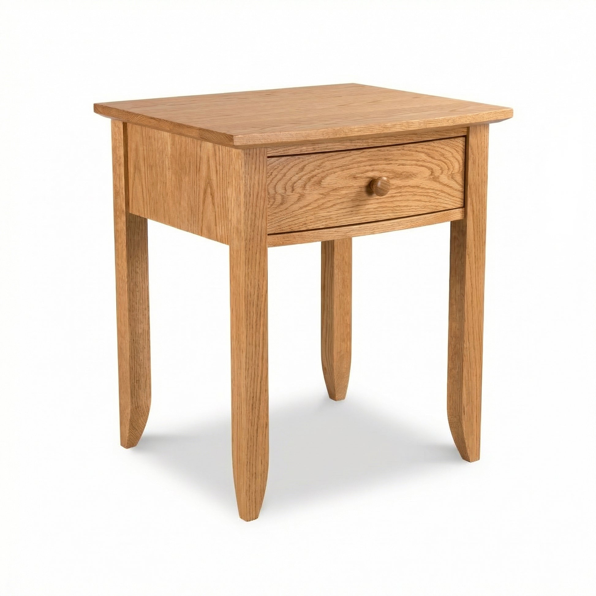 Bow Front 1-Drawer Nightstand by Lyndon Furniture, expertly handcrafted in Vermont from sustainable wood with a curved front and single drawer.