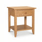 Bow Front 1-Drawer Open Shelf Nightstand by Lyndon Furniture, expertly handcrafted in Vermont from sustainably harvested wood, shown prominently.
