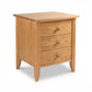Bow Front 3-Drawer Nightstand by Lyndon Furniture in light wood with round knobs and modern design, handcrafted in Vermont, American made.