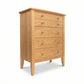 Lyndon Furniture Bow Front 5-Drawer Chest crafted from solid hardwood with four legs, showcasing elegant craftsmanship and durable American-made quality.