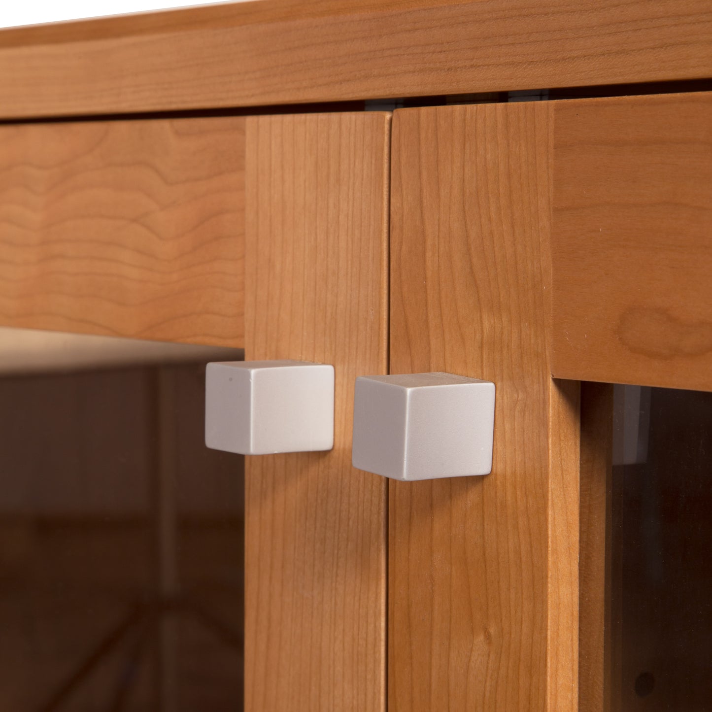 A close up of a Lyndon Furniture Brighton Buffet with square knobs.