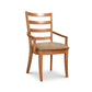 Bromley Ladder-Back Chair by Vermont Woods Studios with armrests and upholstered beige seat, handcrafted American furniture.