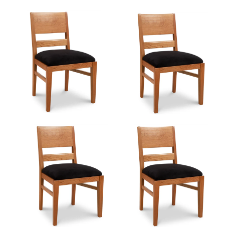 Set of four Burke Modern Chairs by Vermont Woods Studios, modern design, high quality craftsmanship, arranged in a 2x2 grid.