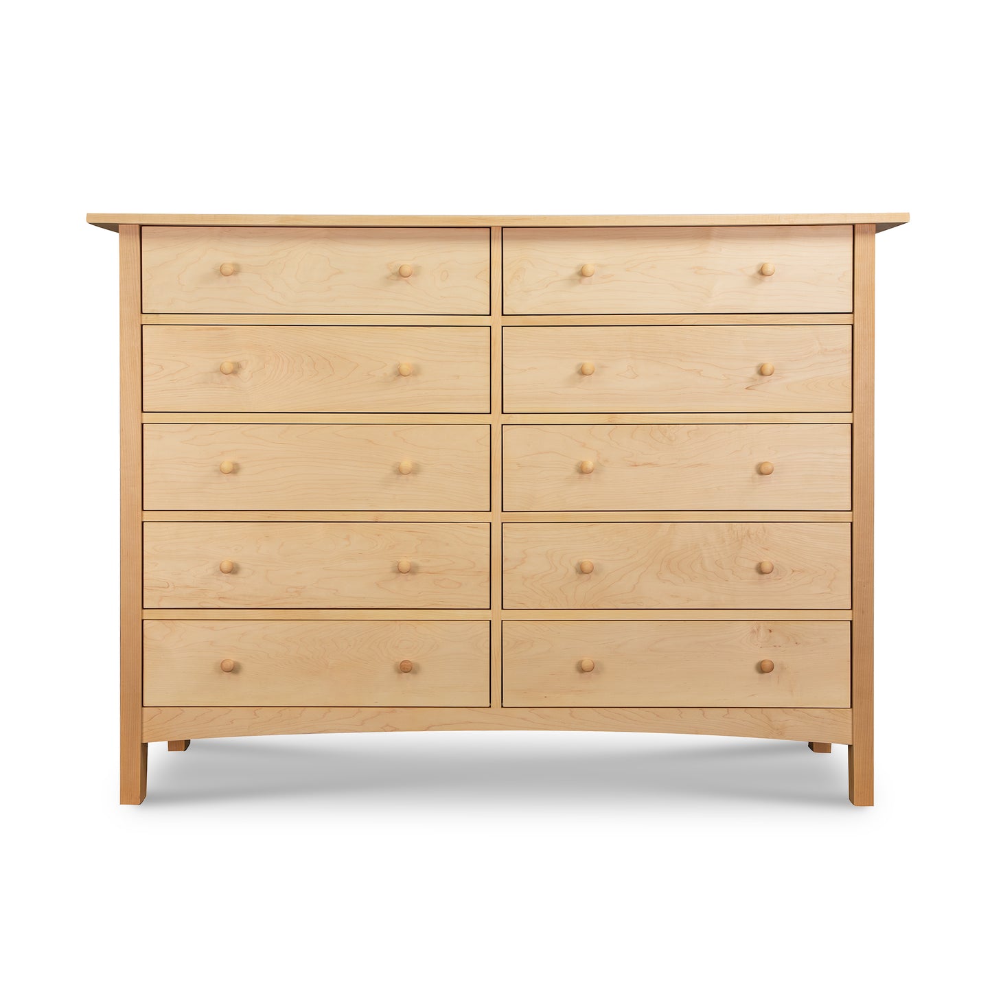A Burlington Shaker 10-Drawer Dresser by Vermont Furniture Designs with multiple drawers organized in a 3x4 grid, against a white background.