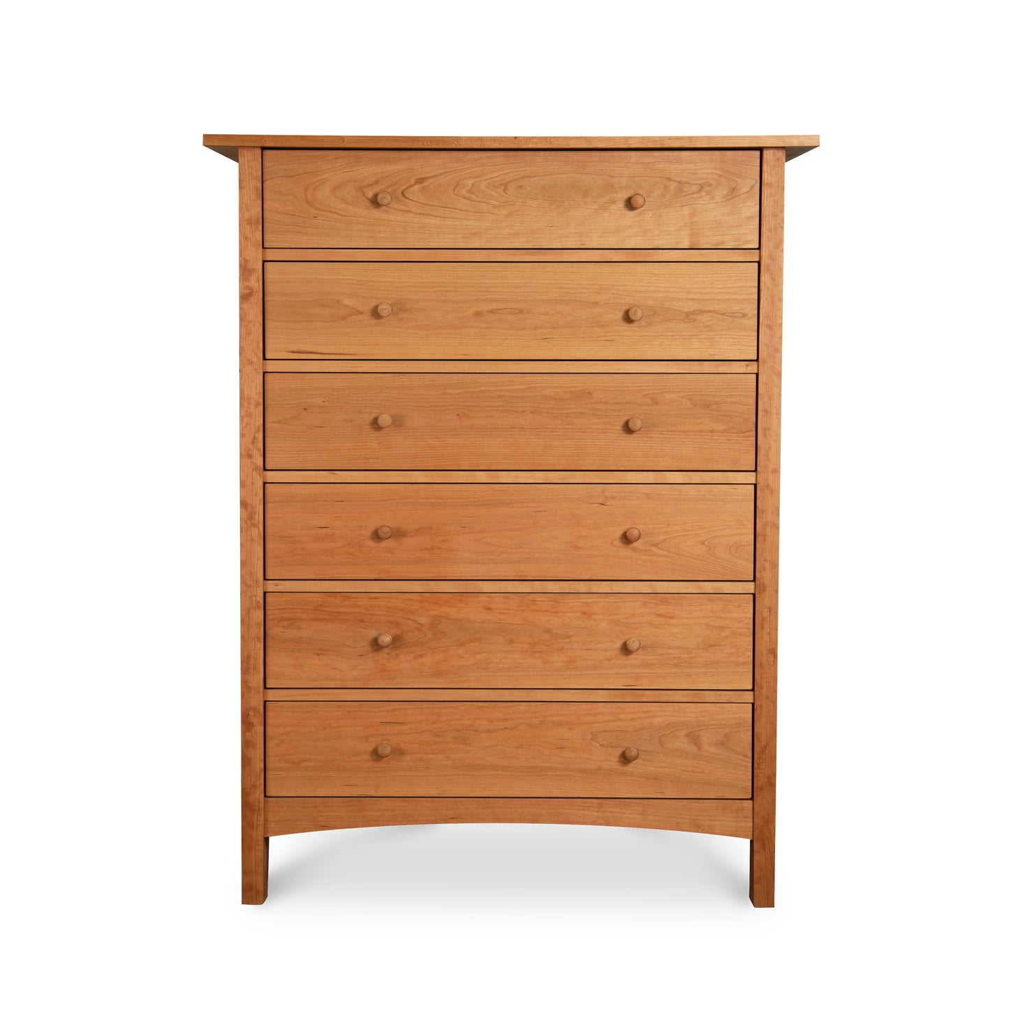 A solid wood six-drawer Vermont Furniture Designs Burlington Shaker Chest on a plain white background.