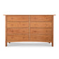 A Vermont Furniture Designs Burlington Shaker 8-Drawer Dresser #1 with six drawers, three on each side, against a white background.