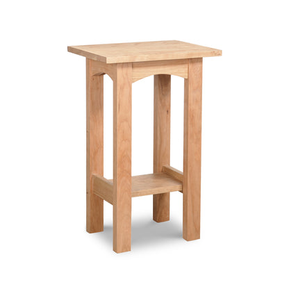 Burlington Shaker End Table by Vermont Furniture Designs, crafted from solid wood with four straight legs and a lower shelf, American made.