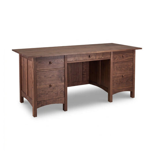 Burlington Shaker Executive Desk by Vermont Furniture Designs, featuring solid wood craftsmanship and spacious storage drawers.