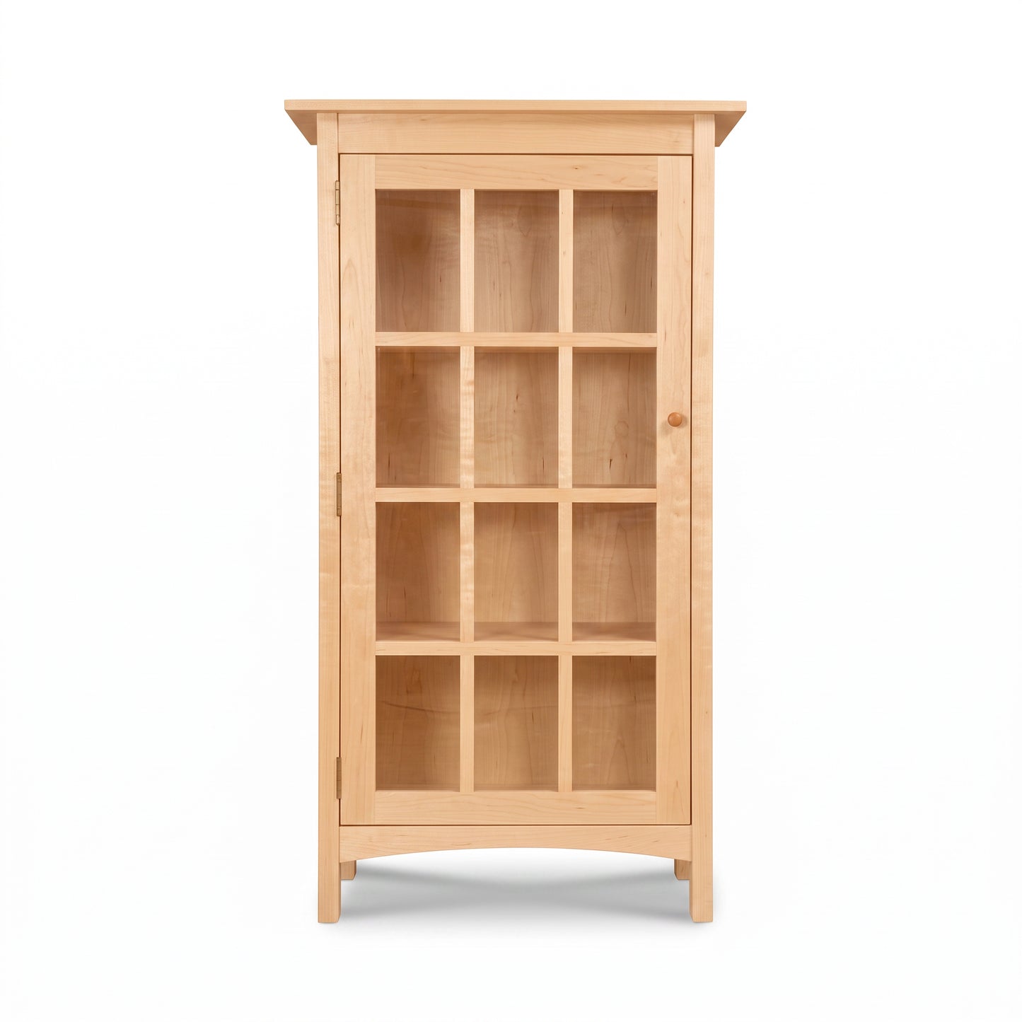 Burlington Shaker Glass Door Bookcase by Vermont Furniture Designs with 12 sections and four legs, crafted in the USA from quality wood.
