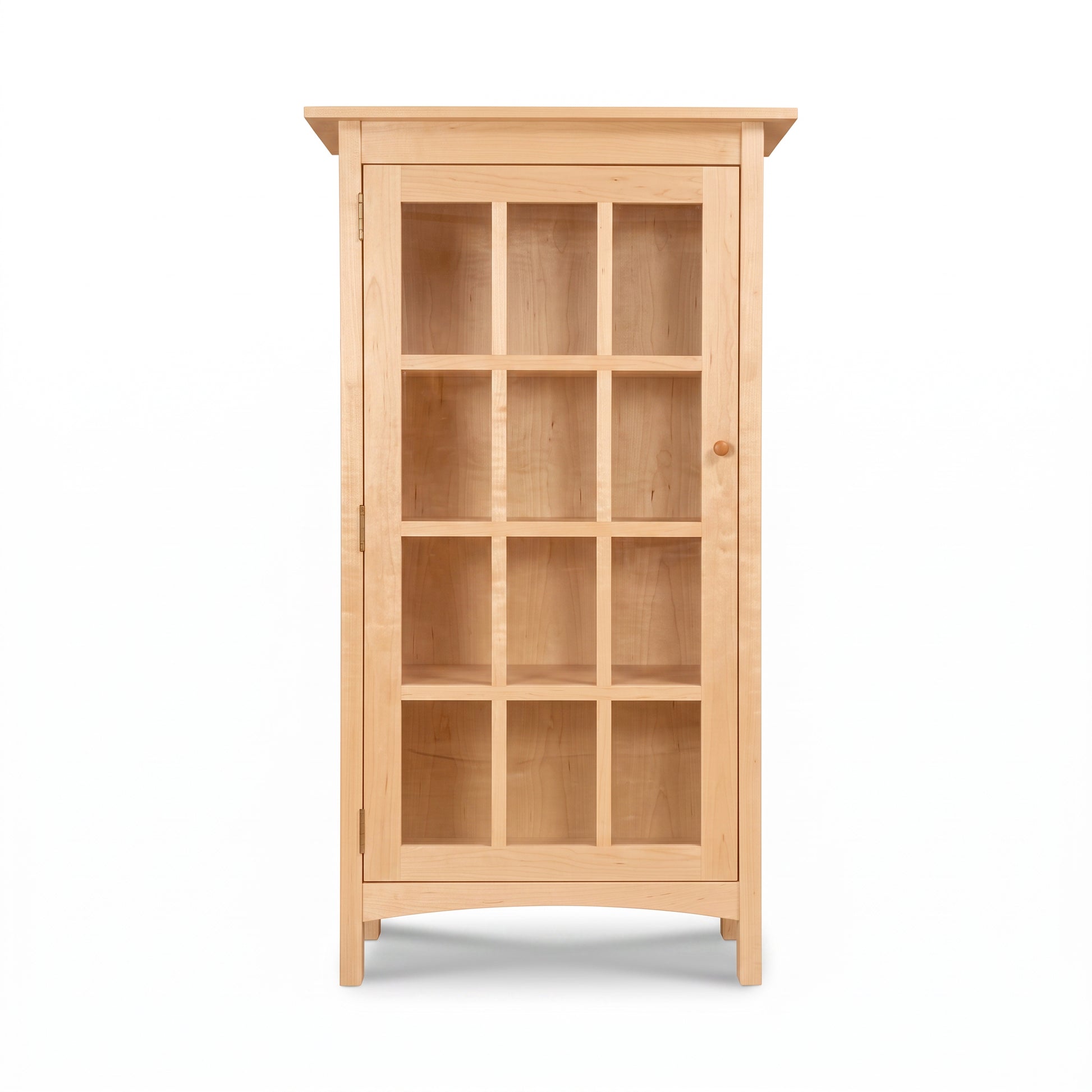 Burlington Shaker Glass Door Bookcase by Vermont Furniture Designs with 12 sections and four legs, crafted in the USA from quality wood.