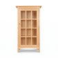 Burlington Shaker Glass Door Bookcase by Vermont Furniture Designs in light wood with 3 shelves, crafted in the USA.