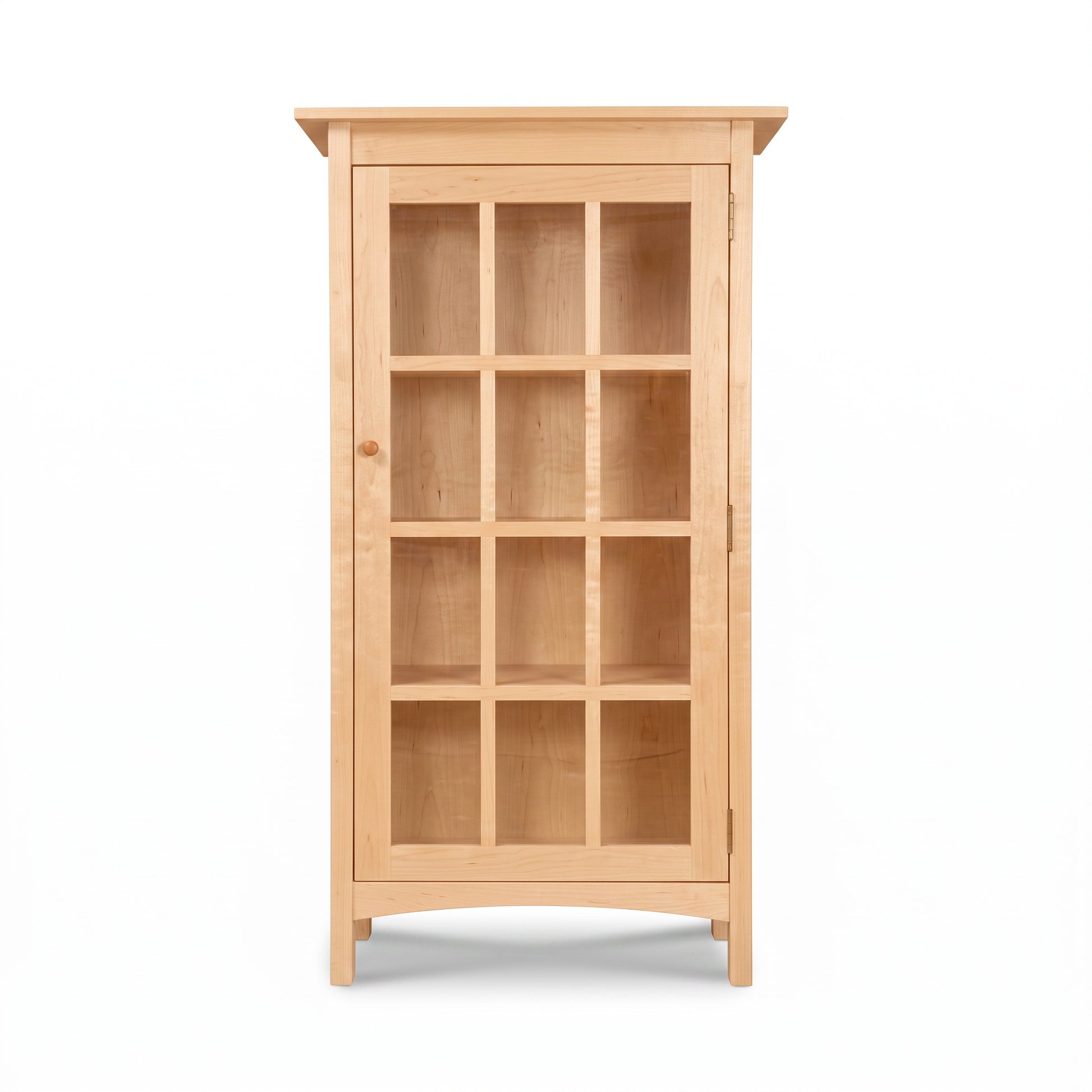 Burlington Shaker Glass Door Bookcase by Vermont Furniture Designs in light wood with 3 shelves, crafted in the USA.