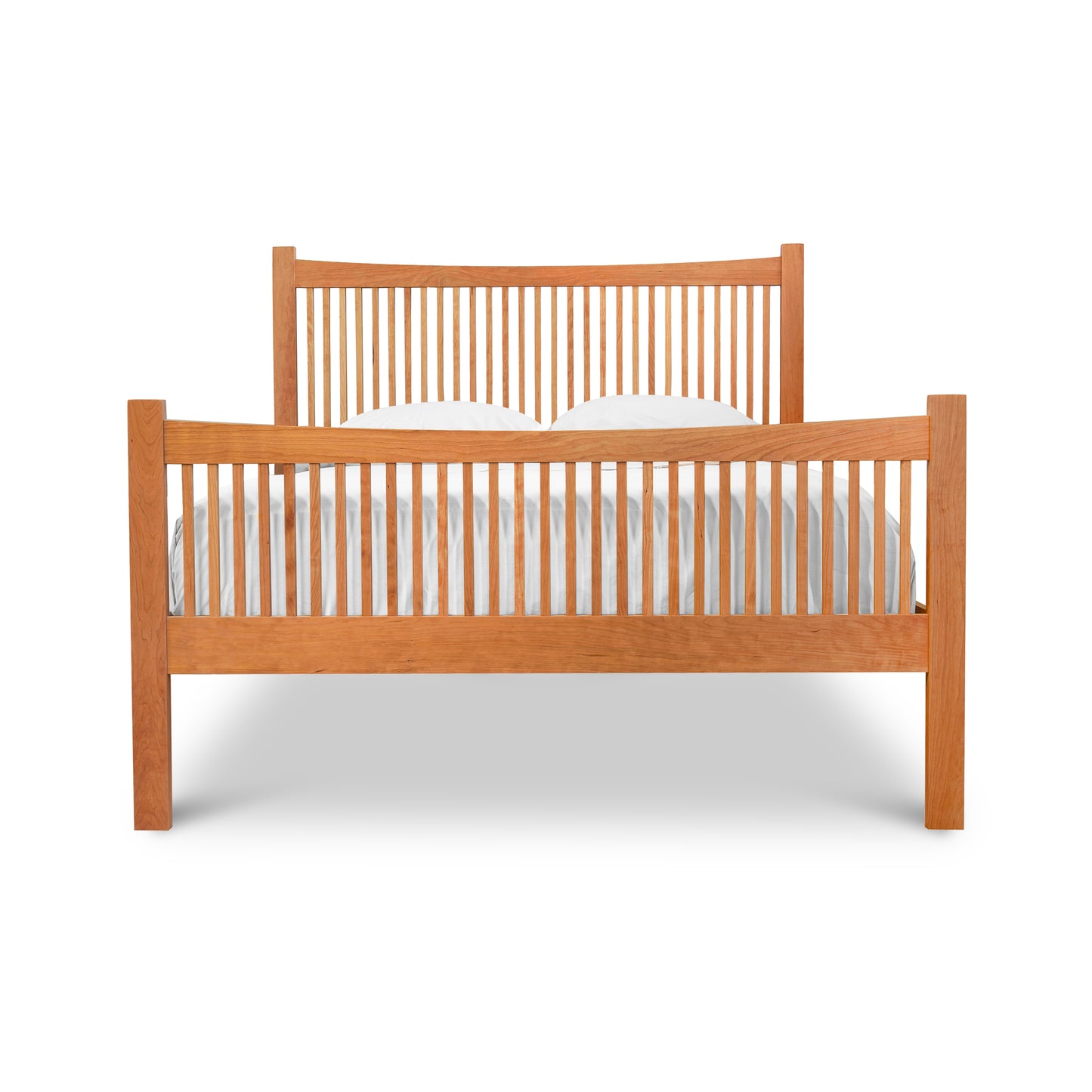 Burlington Shaker High Footboard Bed by Vermont Furniture Designs with vertical slats, highlighting handcrafted, American-made Vermont craftsmanship.