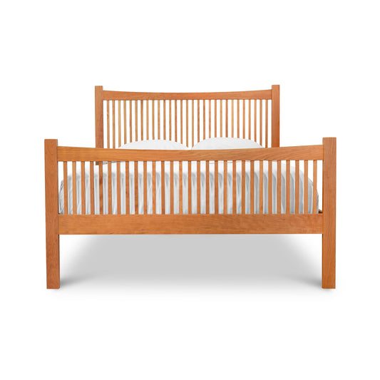 Burlington Shaker High Footboard Bed by Vermont Furniture Designs with vertical slats, highlighting handcrafted, American-made Vermont craftsmanship.