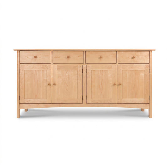 Burlington Shaker Long Sideboard by Vermont Furniture Designs with four drawers and cabinets, American made in solid wood.