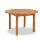 Burlington Shaker Round Solid Top Dining Table with four legs, handcrafted by Vermont Furniture Designs in natural wood finish.
