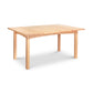 A simple Burlington Shaker Solid Top dining table from Vermont Furniture Designs with a flat top and four legs, isolated on a white background.
