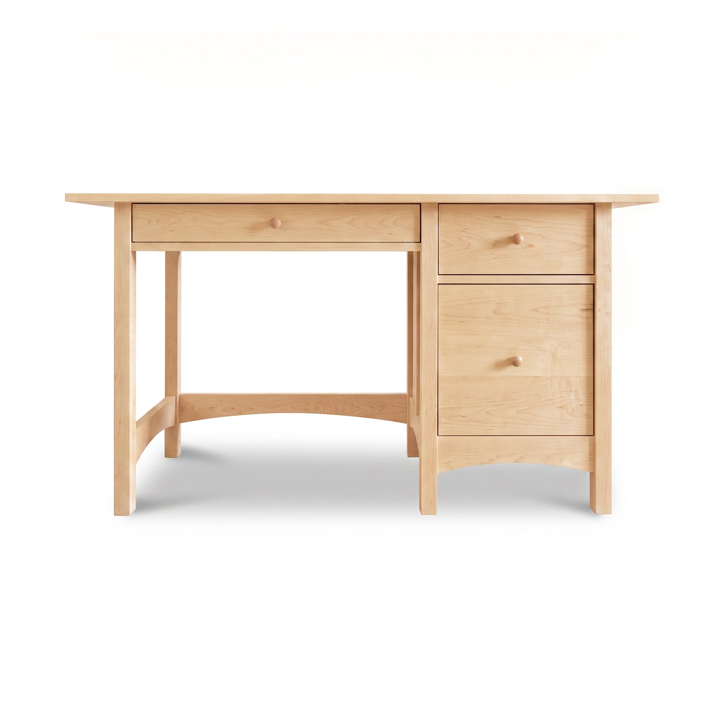 Burlington Shaker Study Desk by Vermont Furniture Designs features light wood and three drawers; finely crafted, American-made workspace furniture.