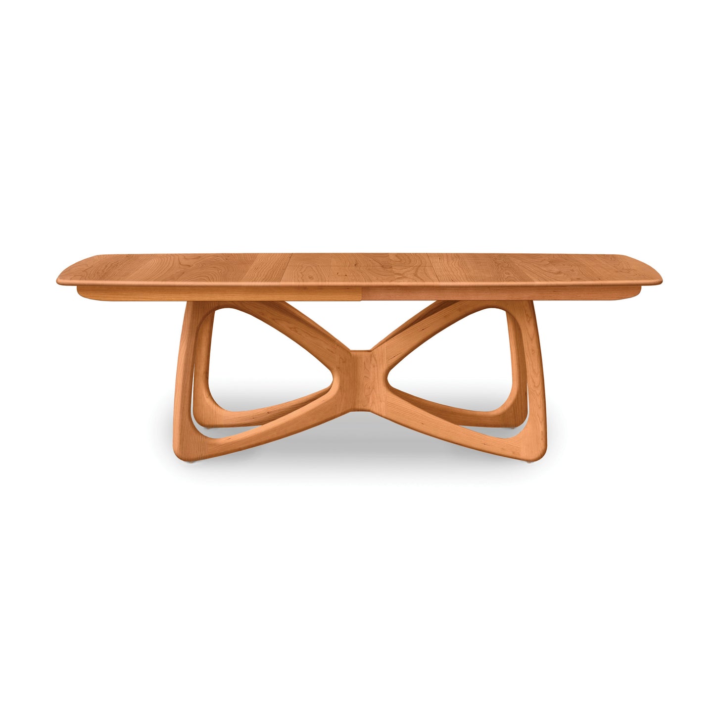 Butterfly Extension Dining Table by Copeland Furniture in sustainably sourced hardwood with sculptural base and rounded edges, handcrafted in America.